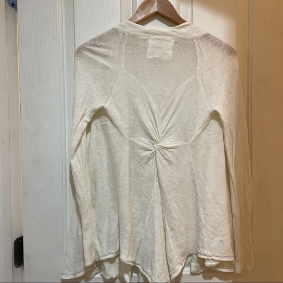 ANTHROPOLOGIE Vintage Angel of the North Open Ivory Cardigan Sweater size small - Picture 2 of 8